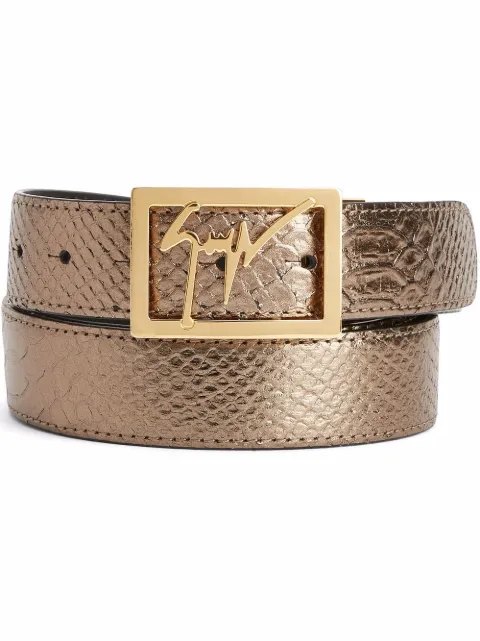 Linum logo-buckle leather belt