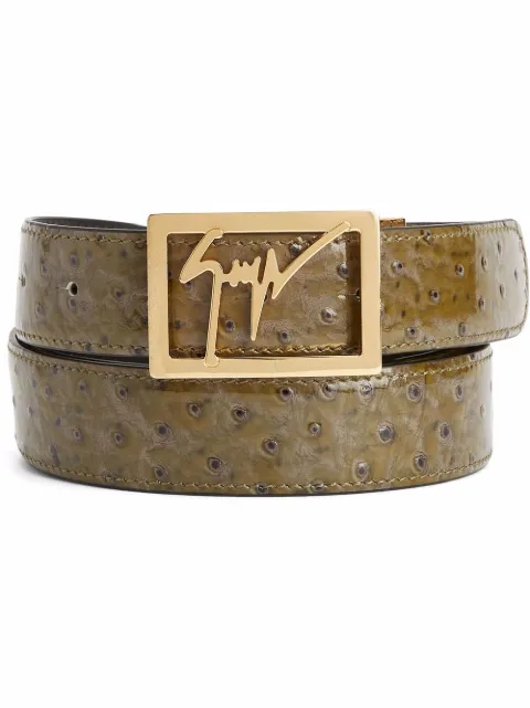 pebbled logo-buckle belt