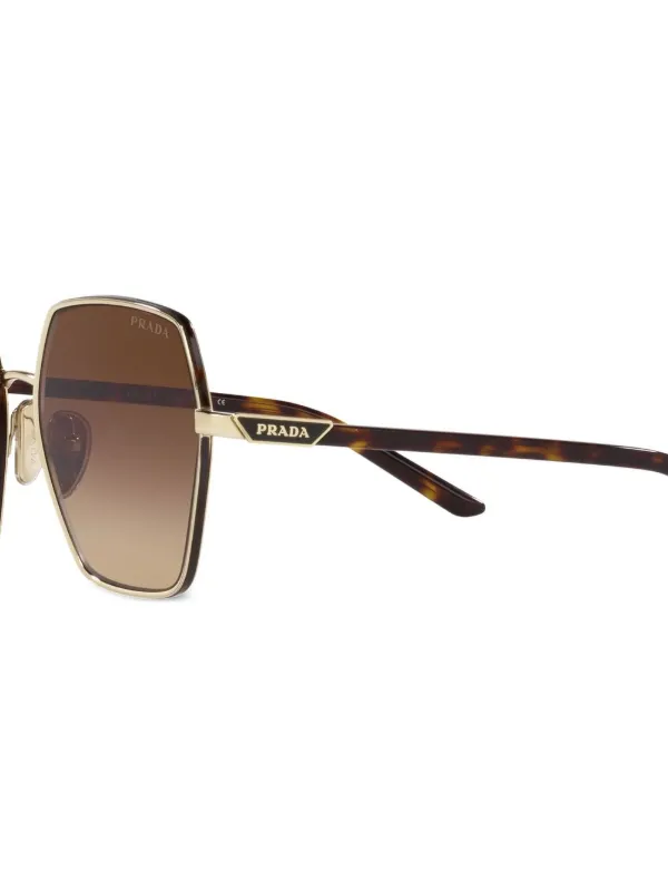 Prada Eyewear PR 56YS oversize-frame Sunglasses | Gold | FARFETCH