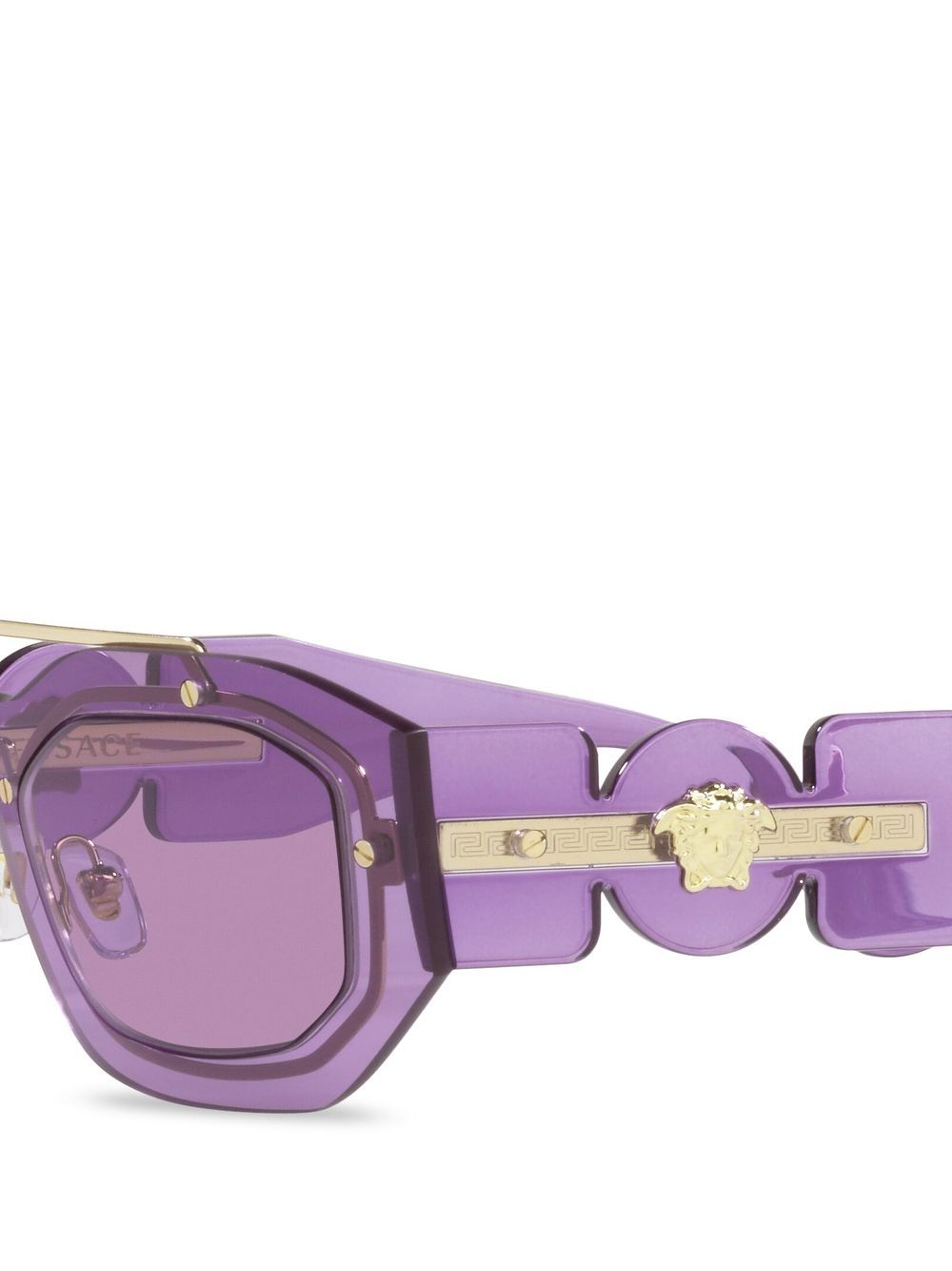 Versace Eyewear Medusa Plaque Rectangle Frame Sunglasses Purple Farfetch