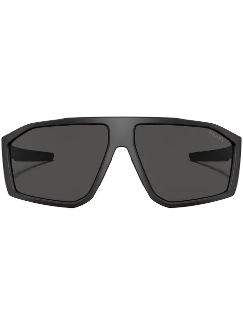 geometric frame logo-print sunglasses