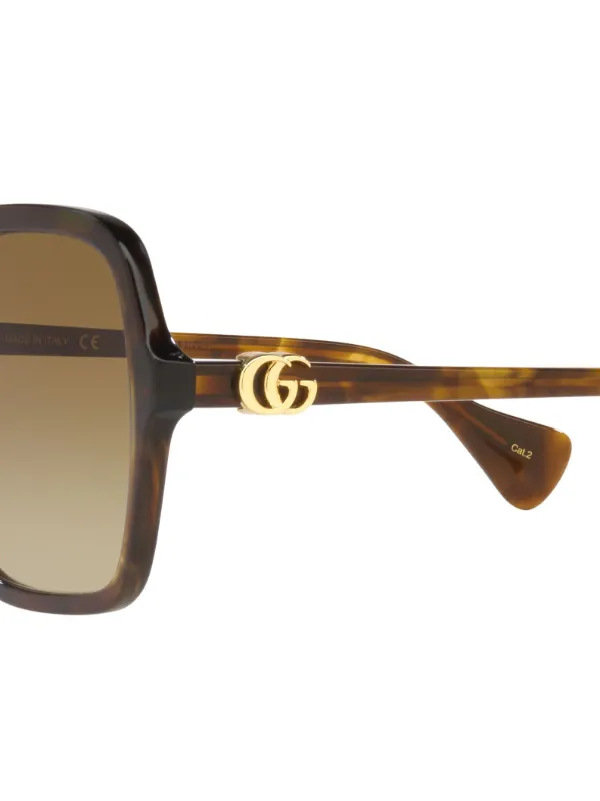 GUCCI EYEWEAR スクエアフレーム トータスシェル アセテート スクエアフレーム サングラストータスシェル アセテート | GUCCI公式
