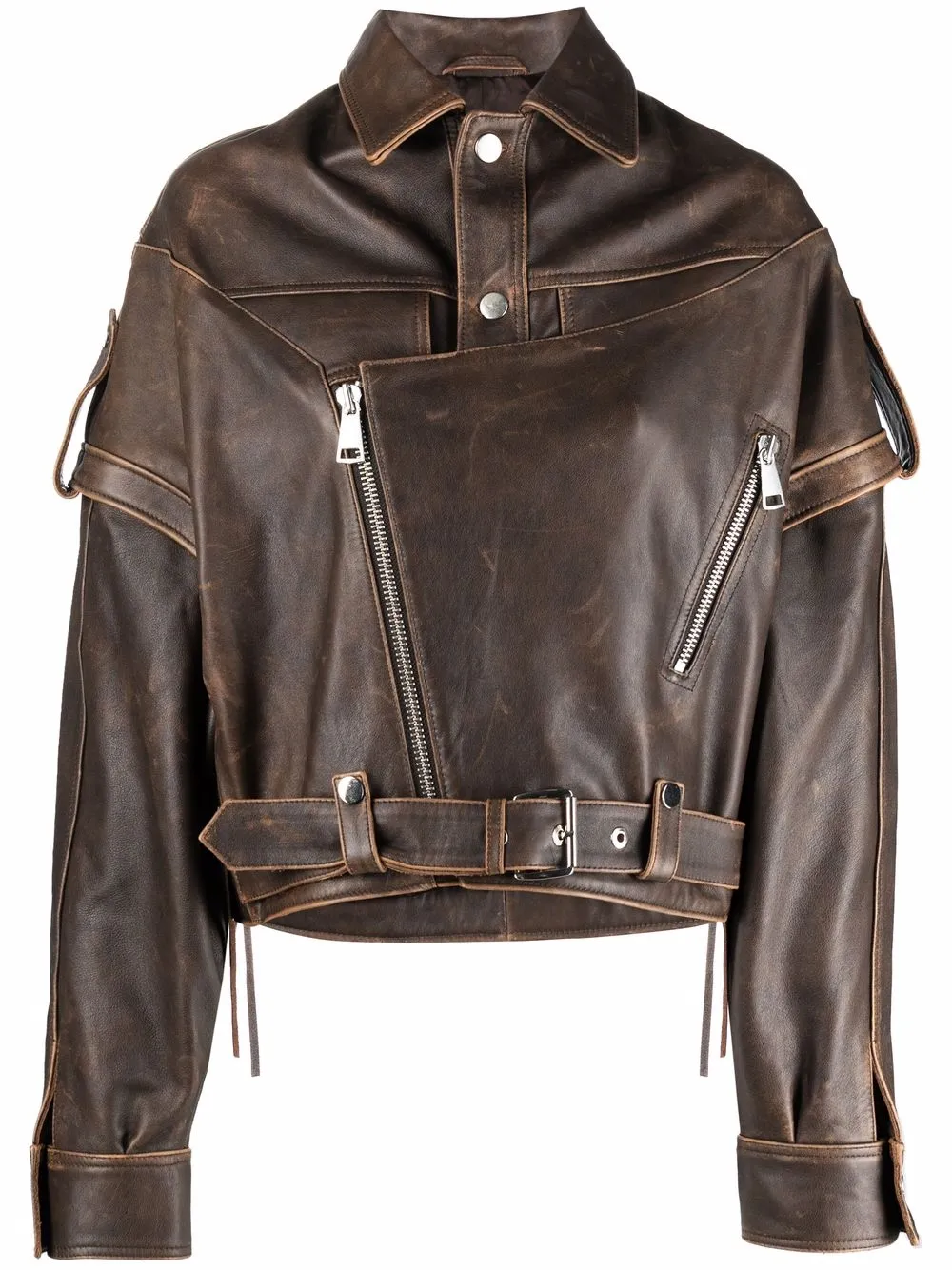 

Manokhi zipped biker jacket - Brown