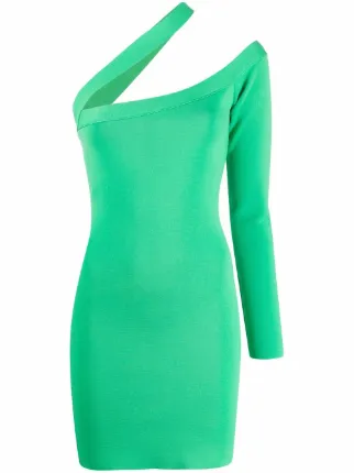 green emerald velvet dress Gauge81 Naha Draped Linen-Blend Mini Shirt Dress - Bright Green