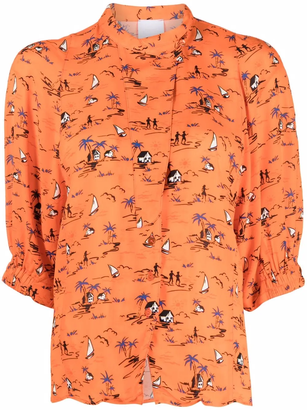 

Merci blusa con estampado marinero - Naranja