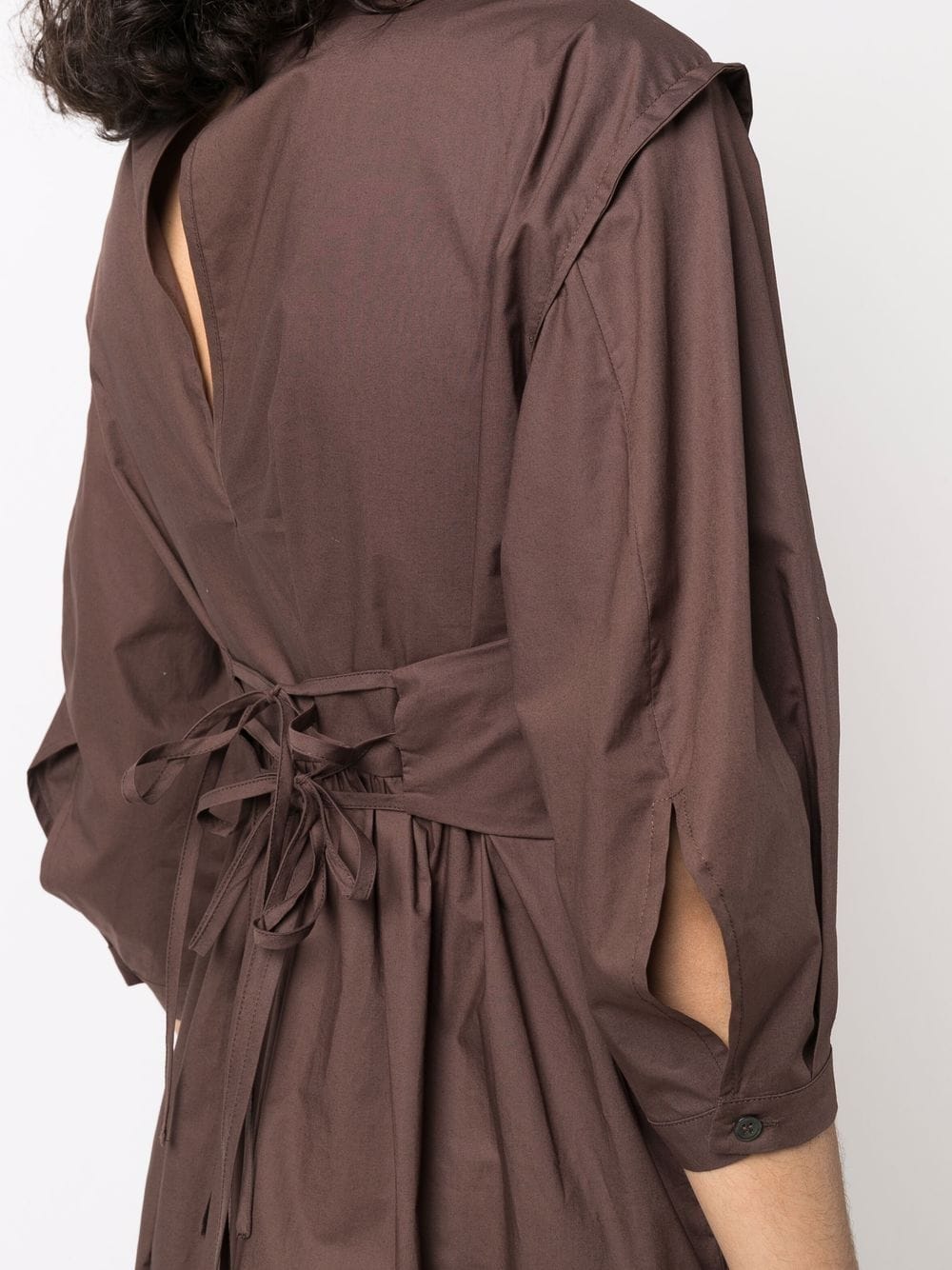 Shop Tela Layered Corset-style Cotton Dress In 褐色