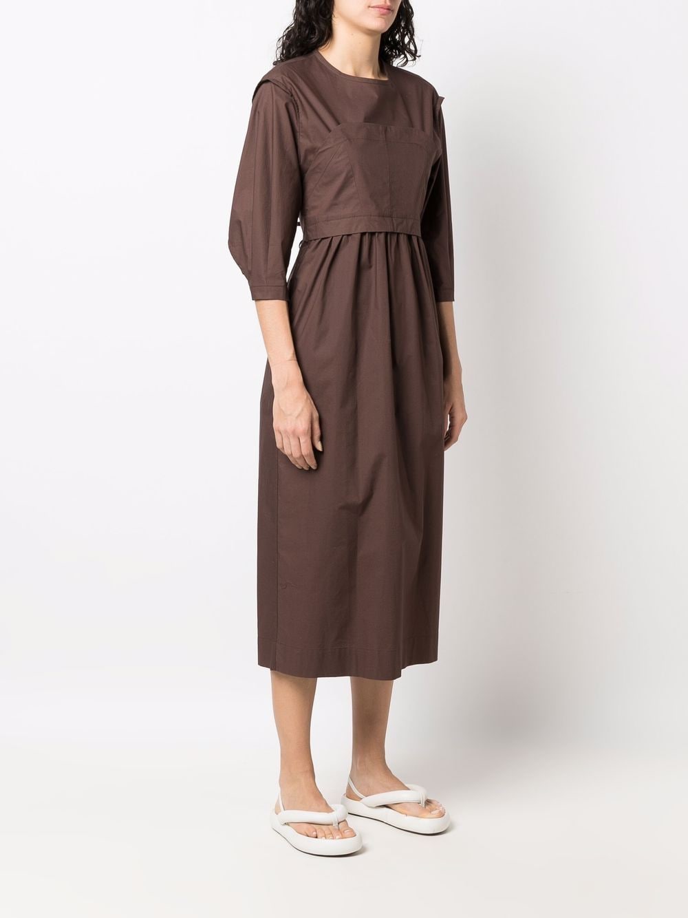 Shop Tela Layered Corset-style Cotton Dress In 褐色