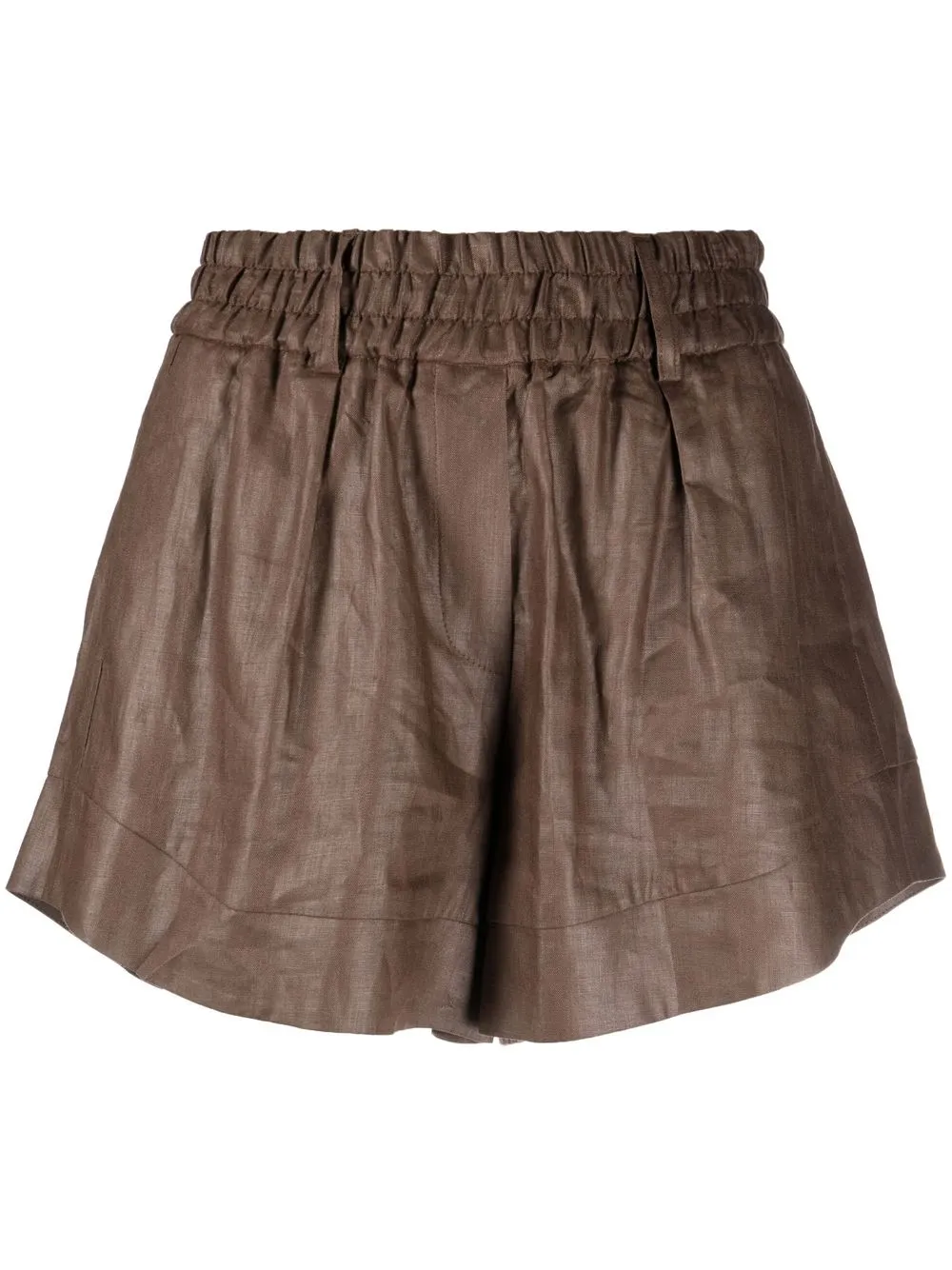 

Tela shorts con pretina elástica - Marrón
