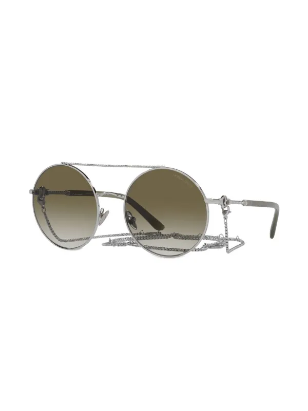 chain-detail round-frame sunglasses