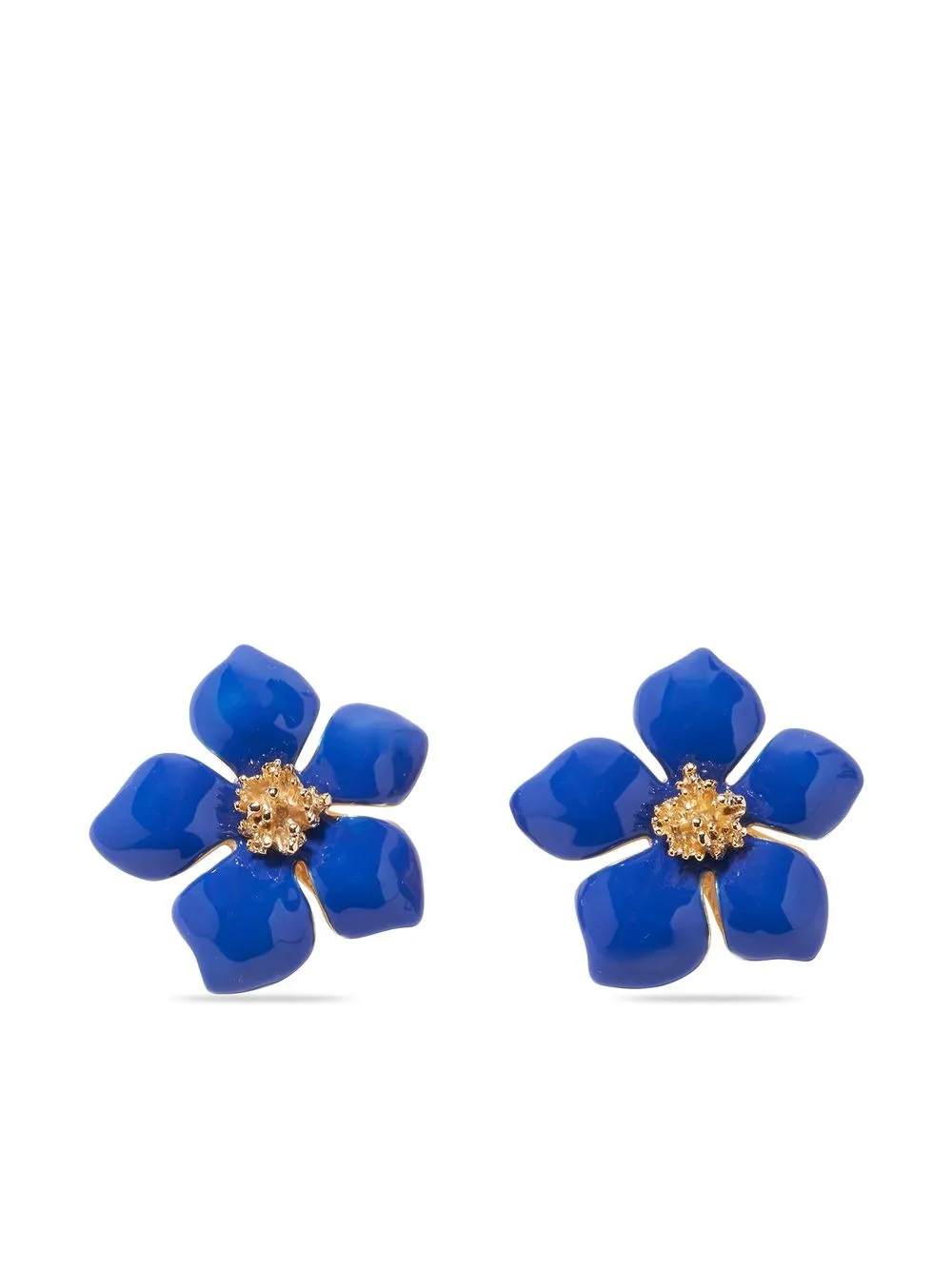 

Carolina Herrera aretes en forma de flor bañados en oro - Azul