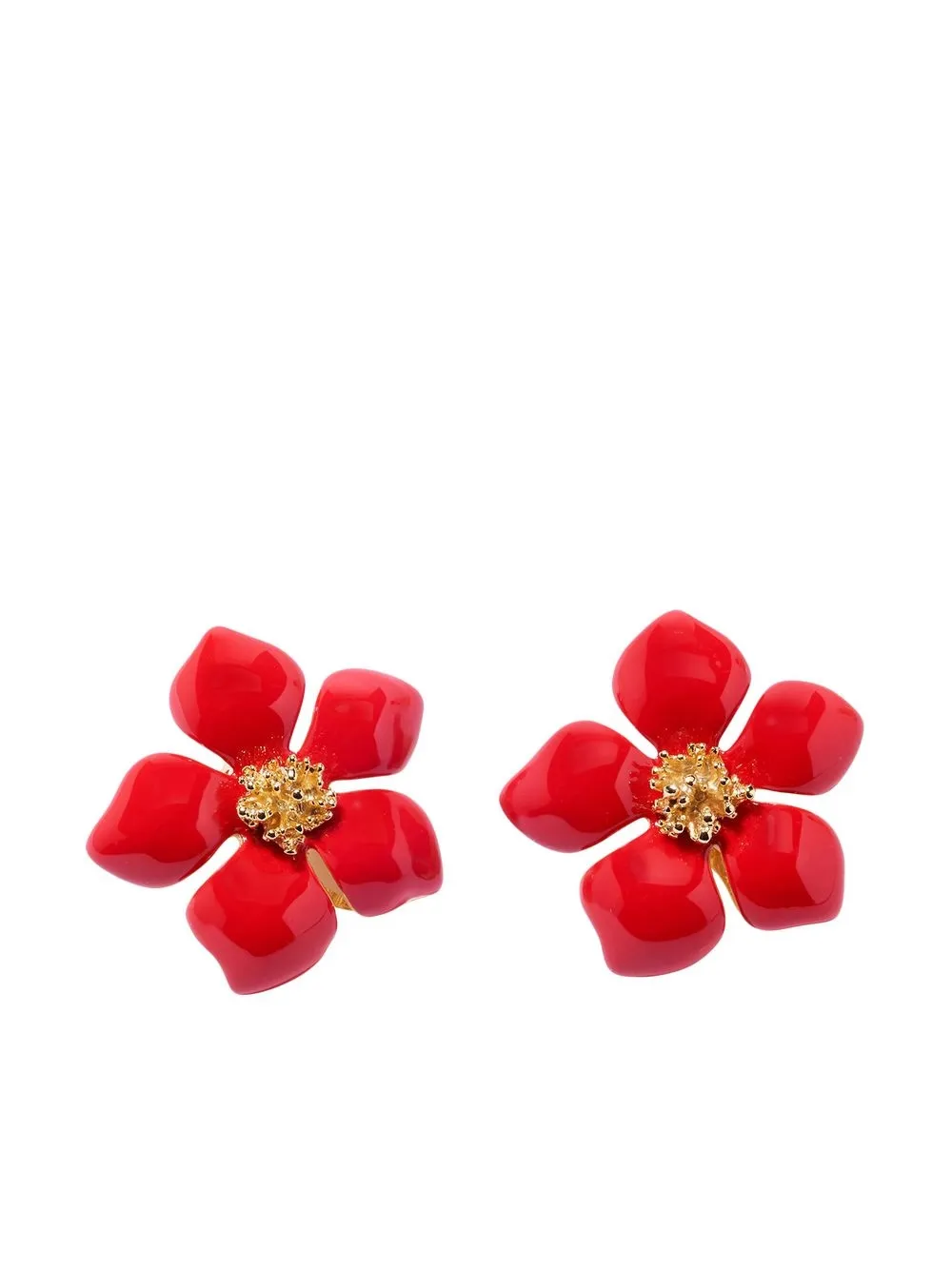 

Carolina Herrera aretes en forma de flor bañados en oro - Rojo