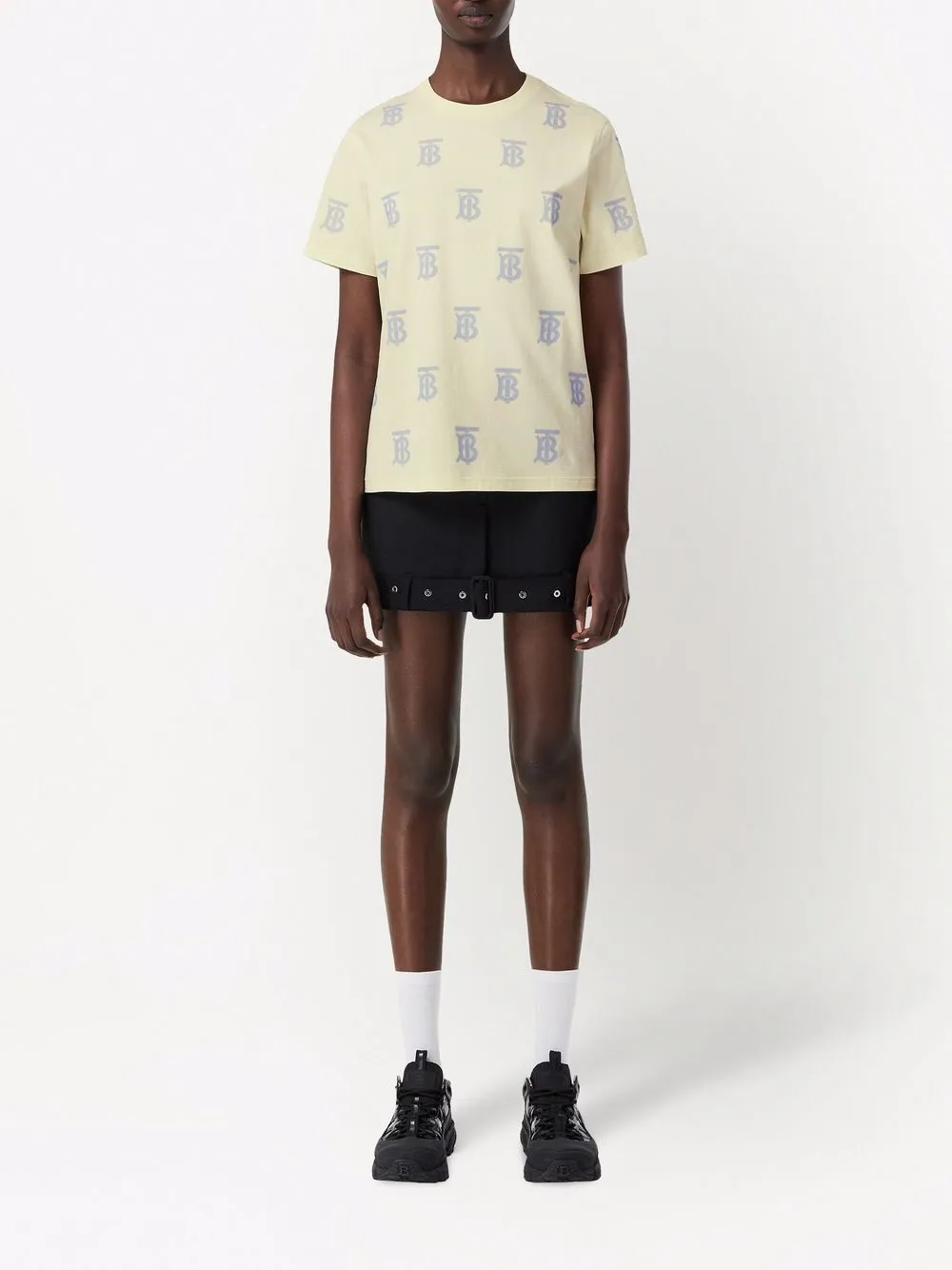 Burberry T-shirt met monogramprint - Geel