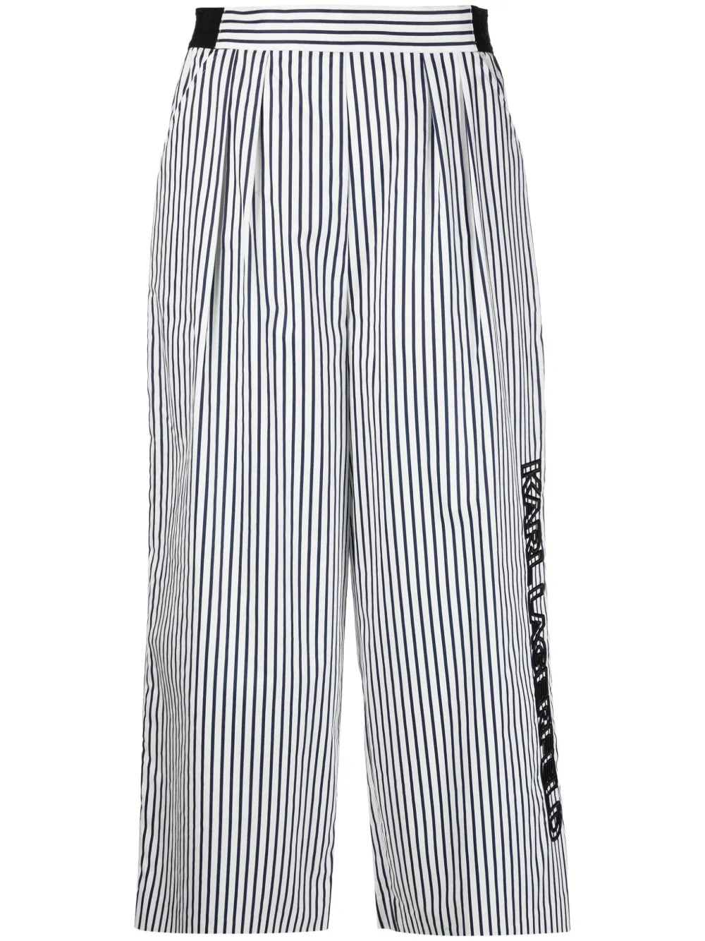 

Karl Lagerfeld pantalones capri con rayas estampadas - Blanco