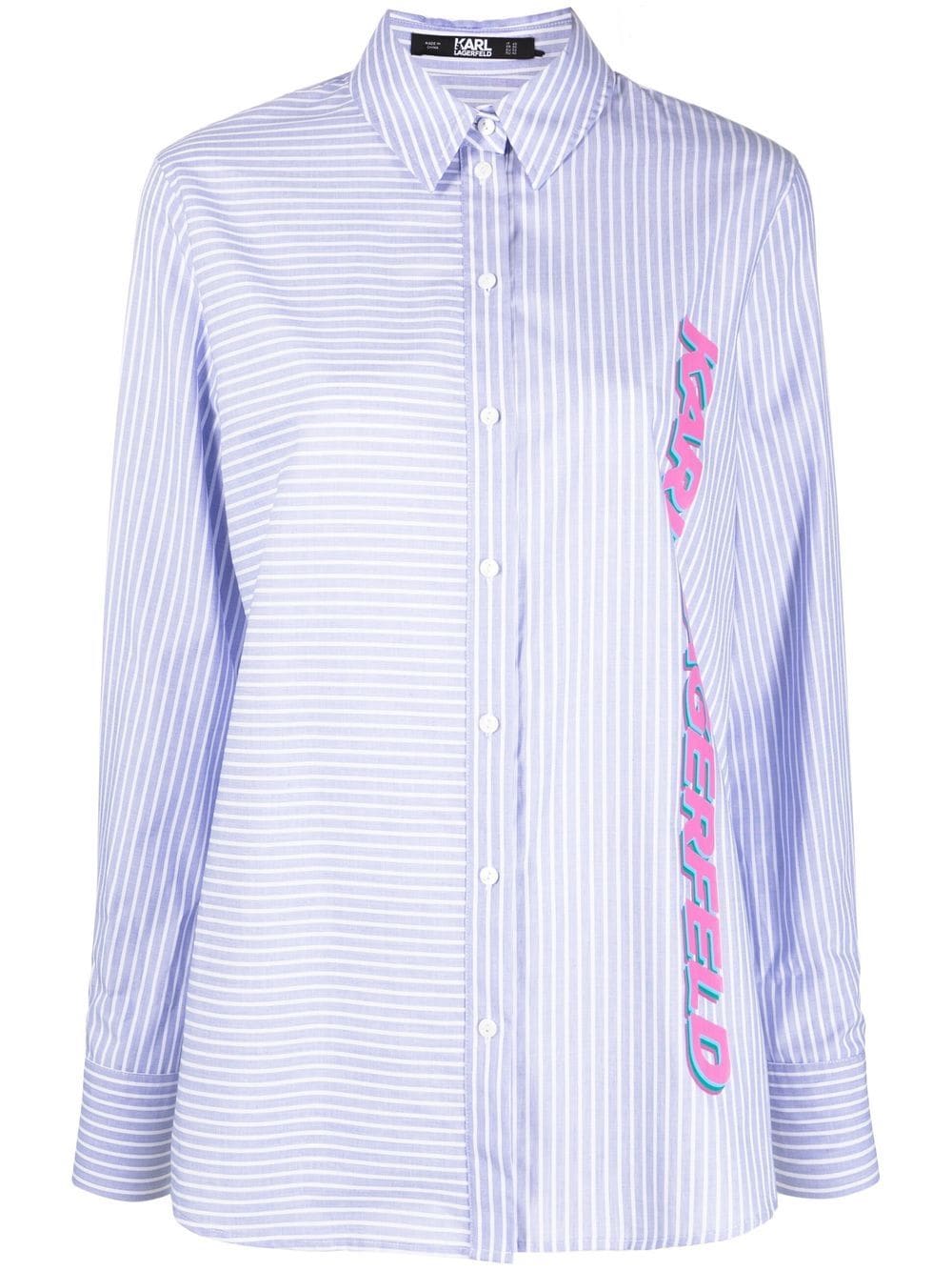 Karl Lagerfeld Logo-print Striped Shirt In Blue