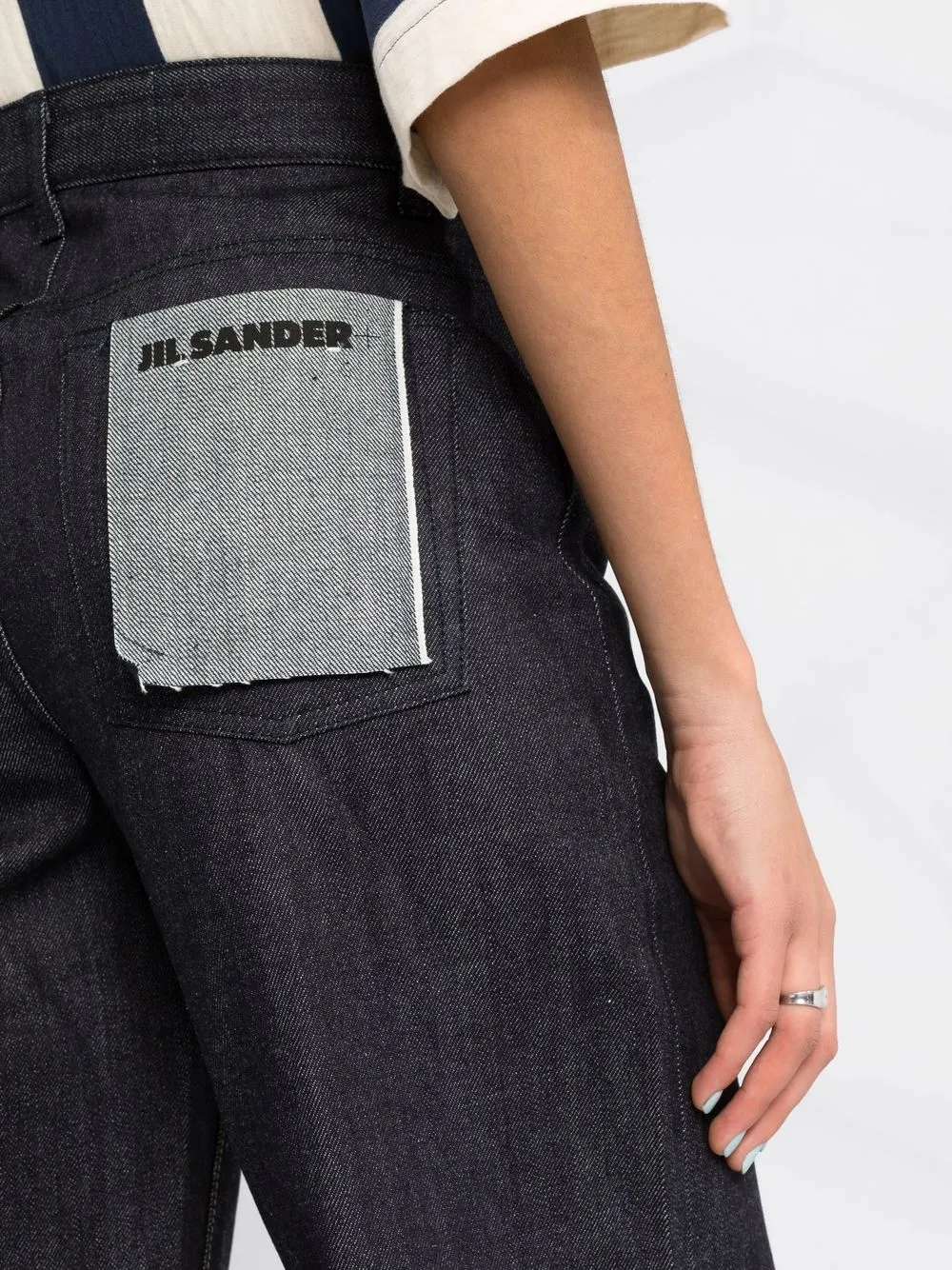 logo-patch straight-leg trousers