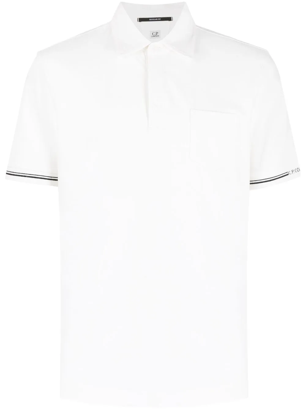 

C.P. Company playera tipo polo con borde a rayas - Blanco