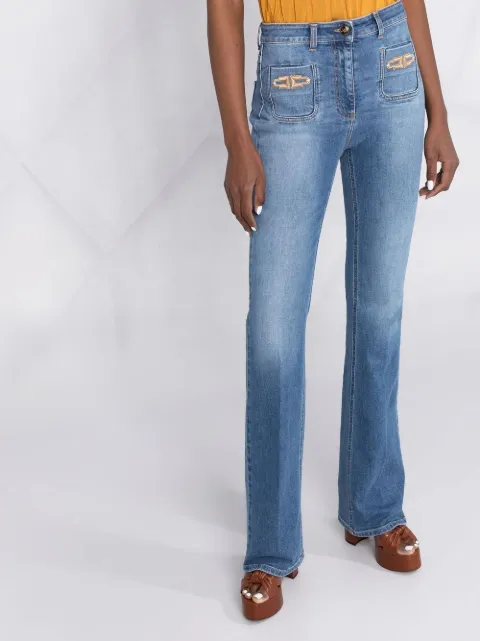Elisabetta Franchi Logo Plaque Bootcut 