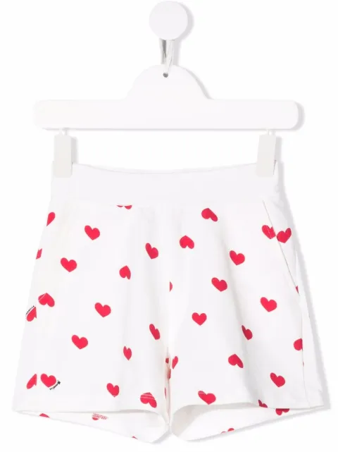 Monnalisa shorts con corazones estampados y detalles de strass 