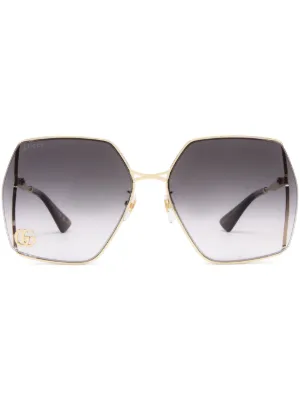 Gucci Eyewear horsebit-embellished Oversized Sunglasses | Gold