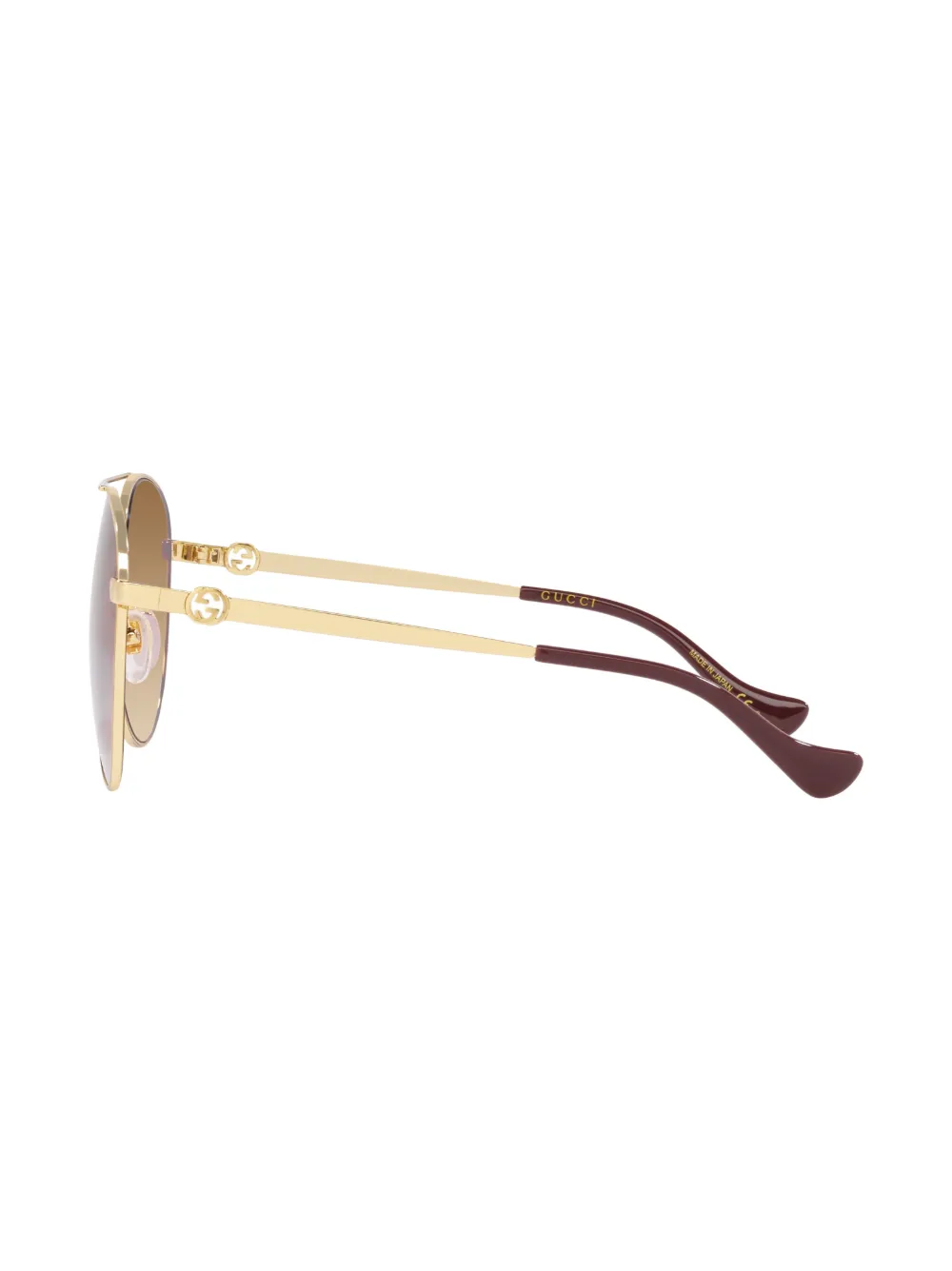 Gucci Brown Pilot Ladies Sunglasses Gg1088s 002 61 In 2300i1 Gold