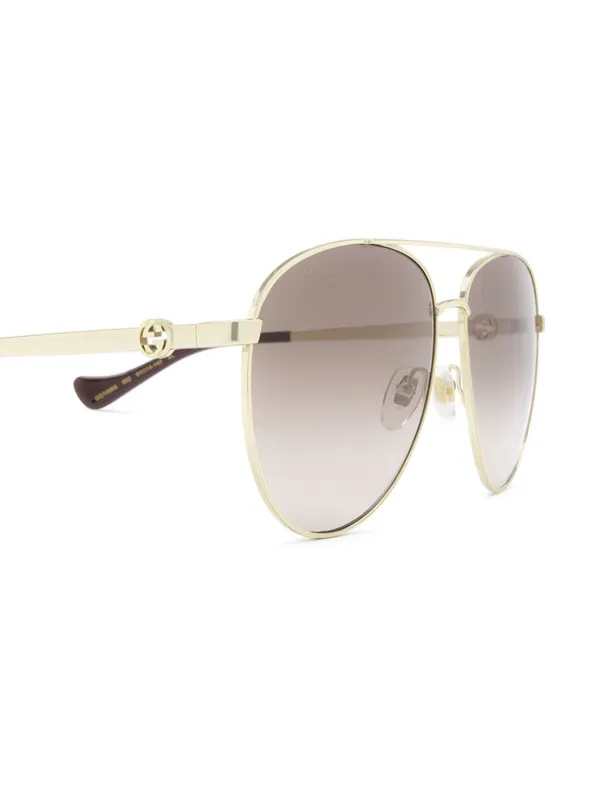Gucci Eyewear Interlocking G pilot-frame Sunglasses | Gold | FARFETCH