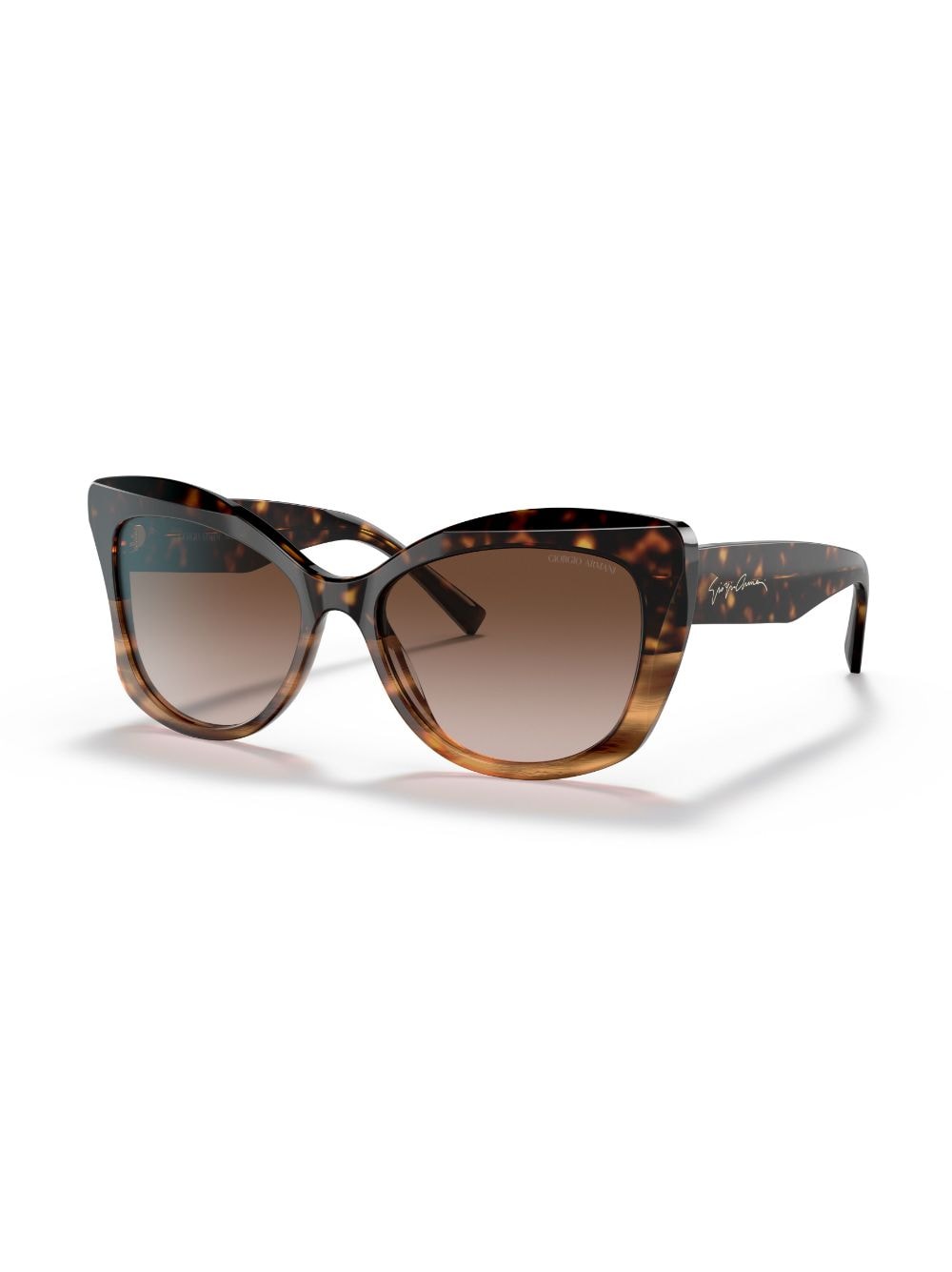 Shop Giorgio Armani Logo-print Cat-eye Frame Sunglasses In Brown