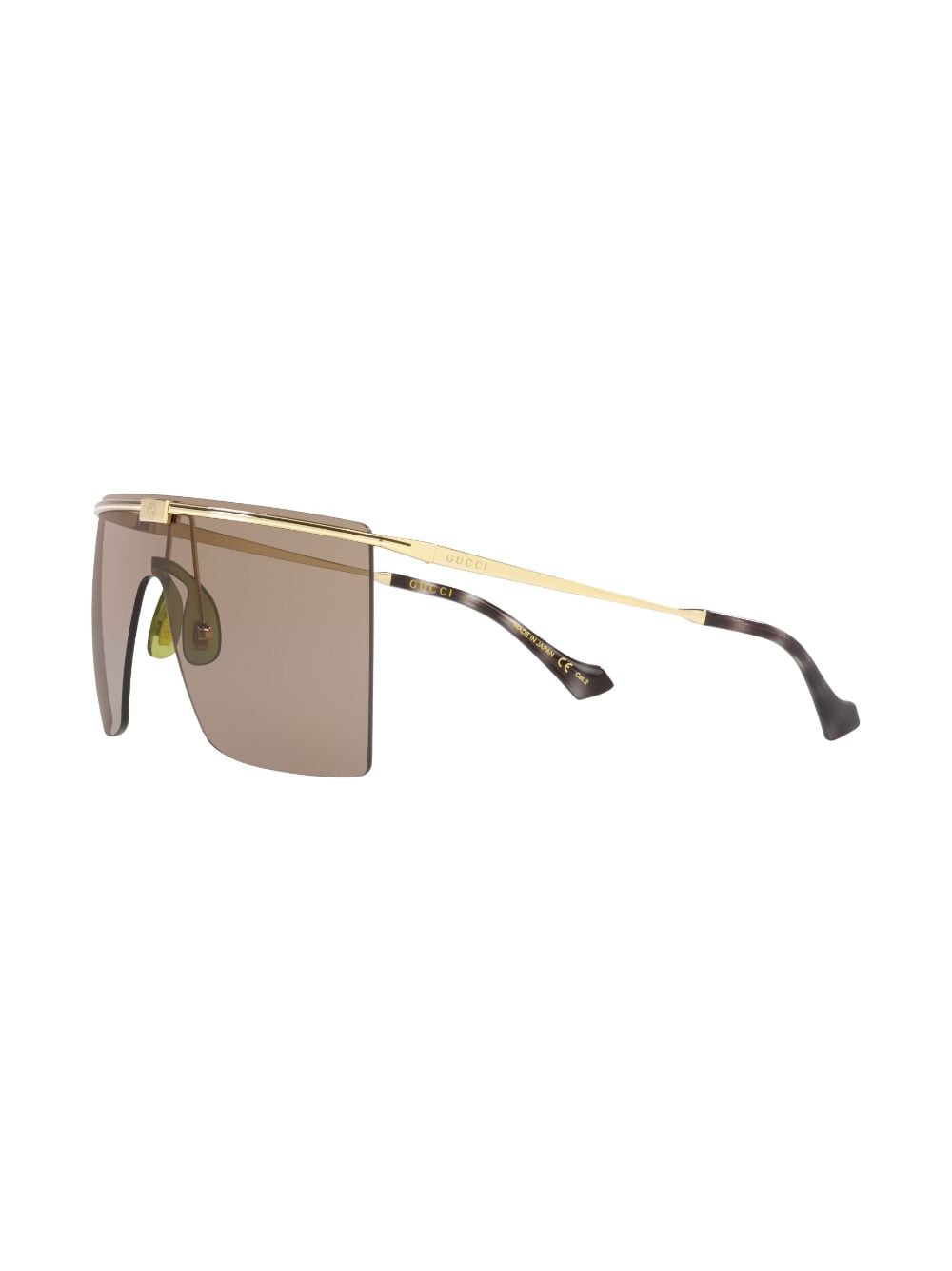 Shop Gucci Engraved-logo Oversize-frame Sunglasses In 2300i1 Gold