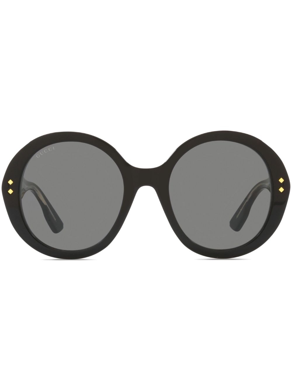 Gucci Logo-print Round-frame Sunglasses In 1100a1 Black