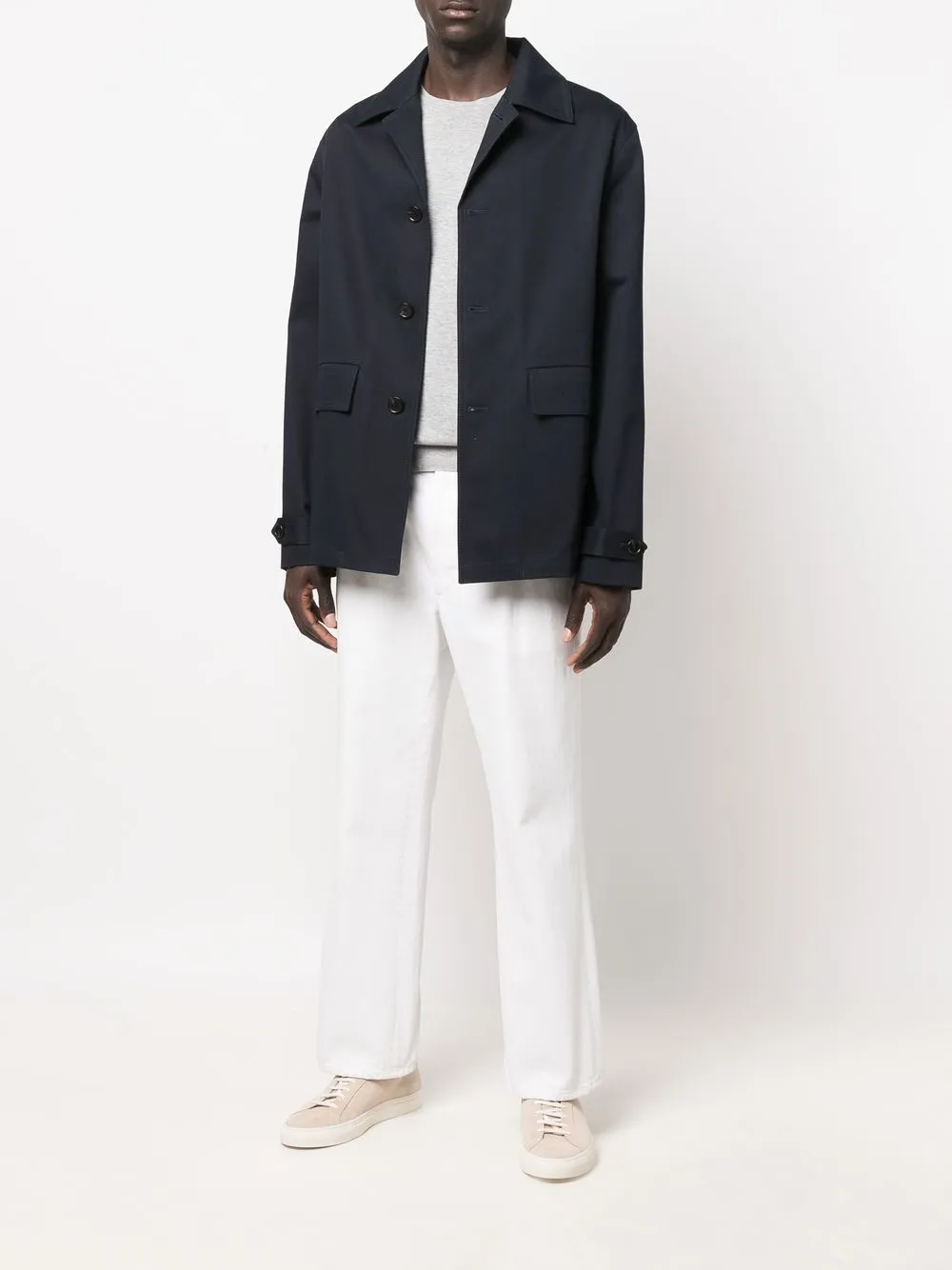 Filippa K Trenchcoat met enkele rij knopen - Blauw