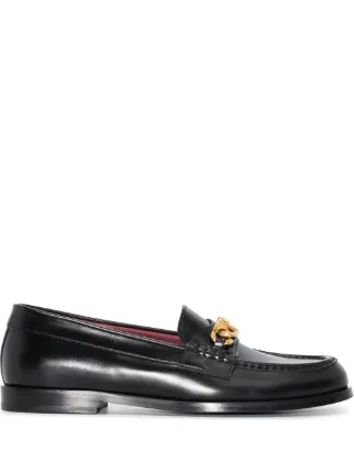 Valentino Garavani VLogo Chain Leather Loafers | Black | FARFETCH