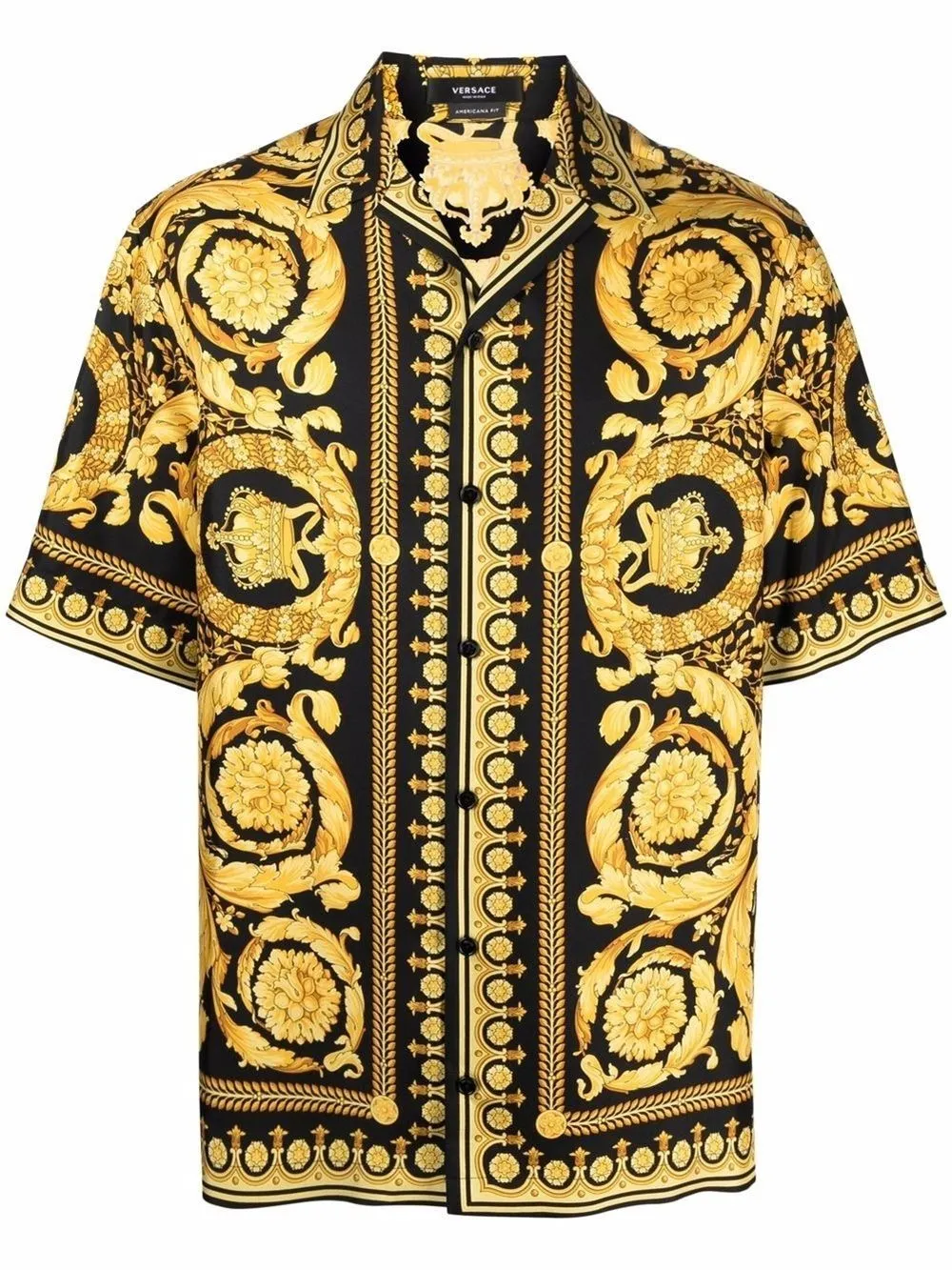 Shop Versace Barocco Print Silk Shirt In Yellow