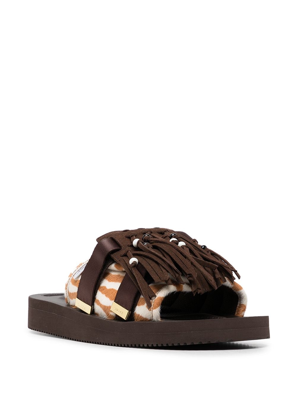 Shop Suicoke Hoto Printed Calf-hair Sandals In Brown