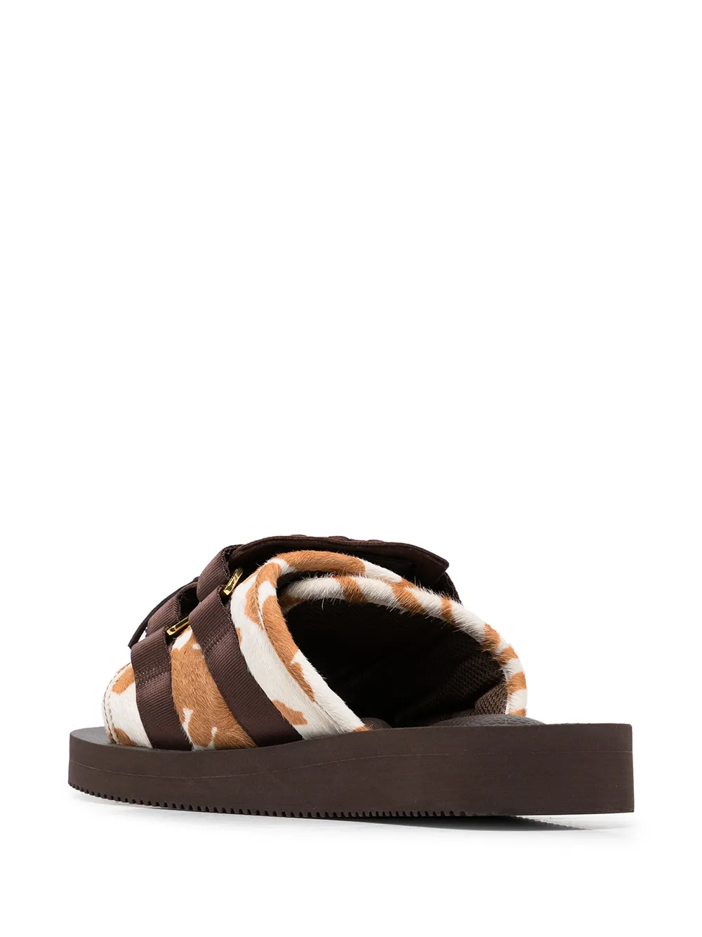 Shop Suicoke Hoto Printed Calf-hair Sandals In Brown