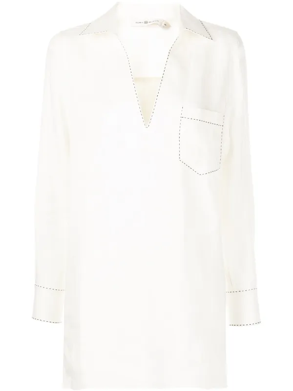 Tory Burch Embroidered Linen Shirt 