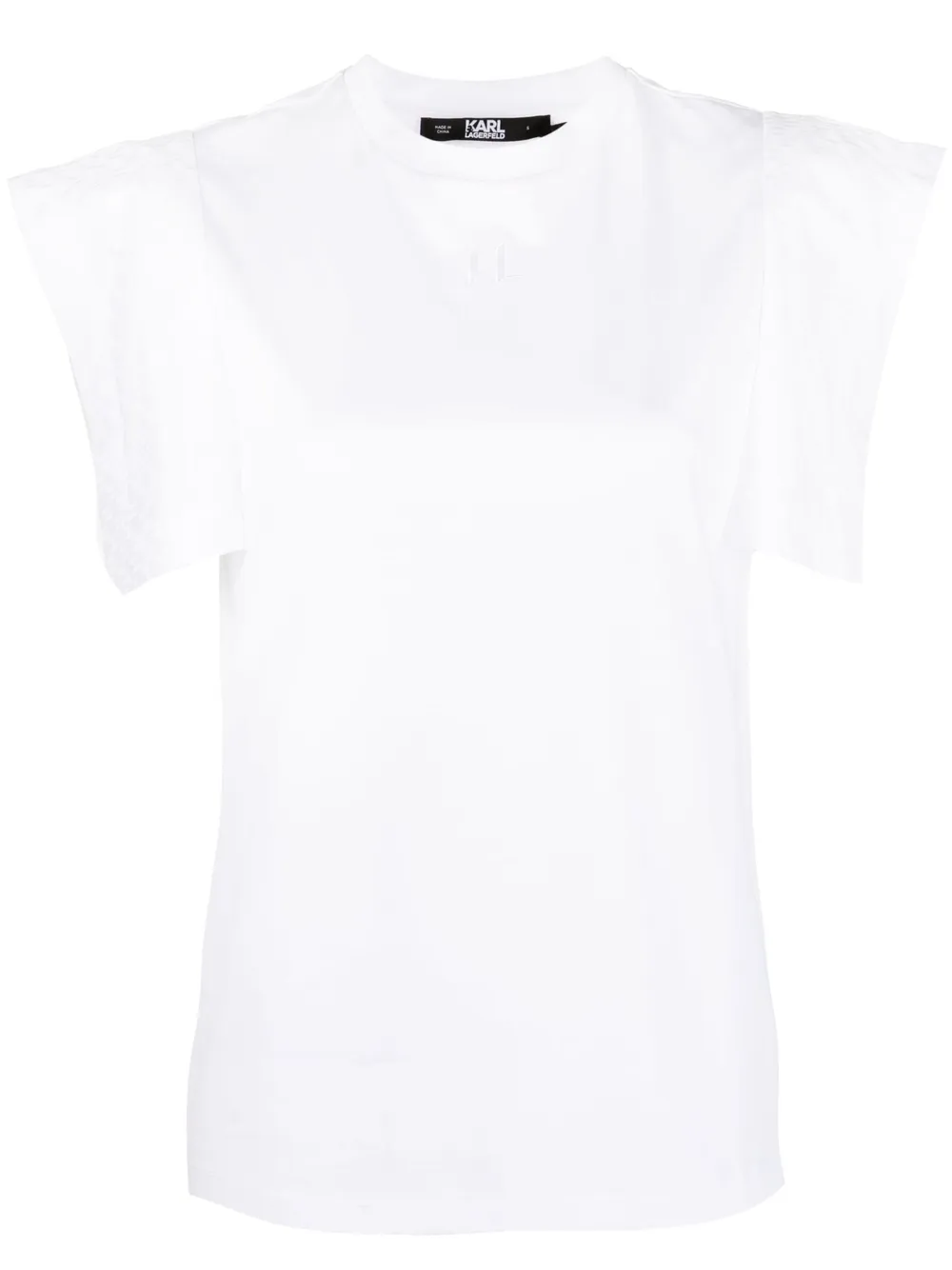 

Karl Lagerfeld playera con logo bordado y manga con monograna - Blanco