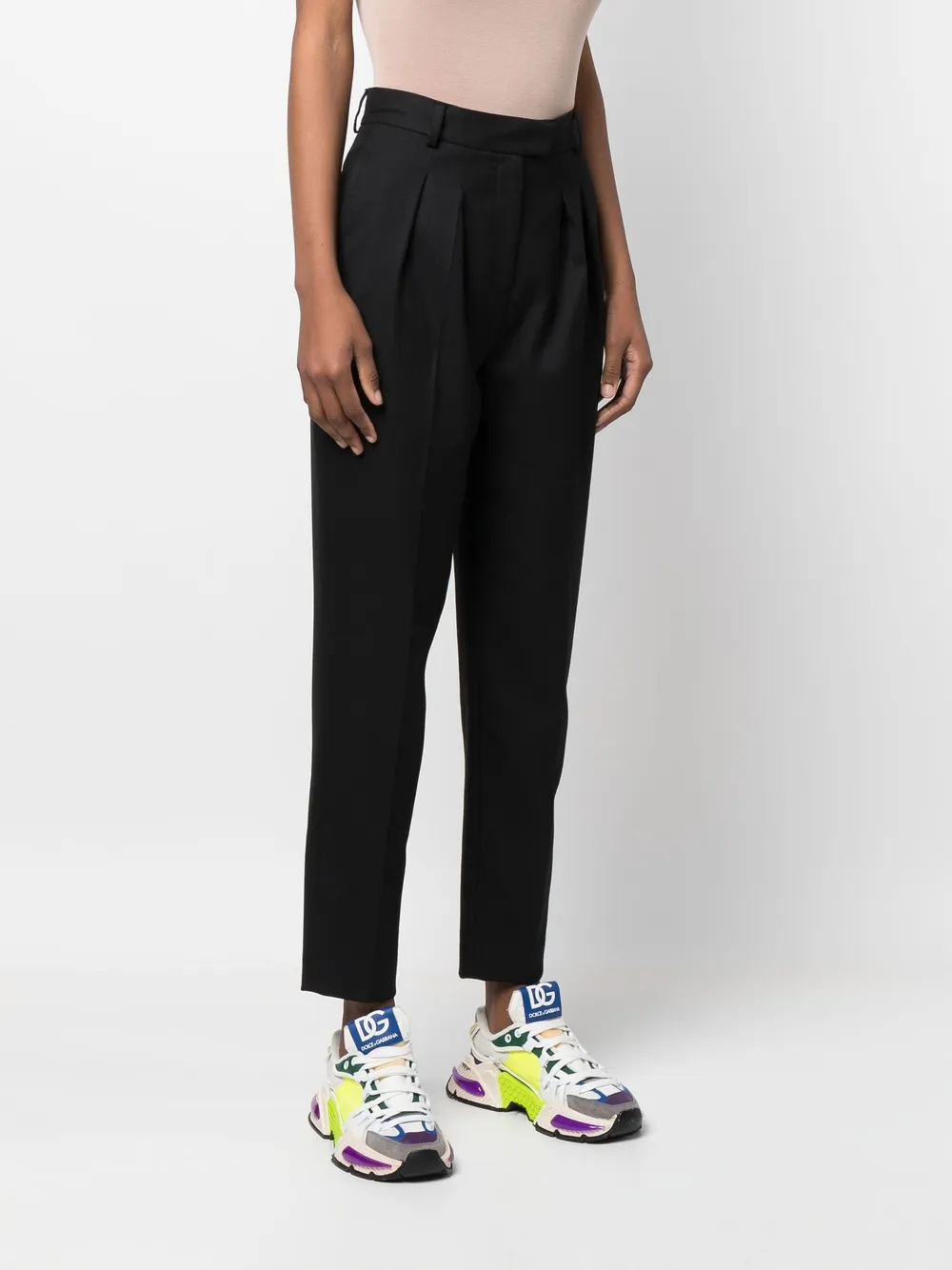 Karl Lagerfeld High-rise Cropped Trousers In Black