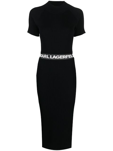 Karl Lagerfeld logo-waist knitted dress