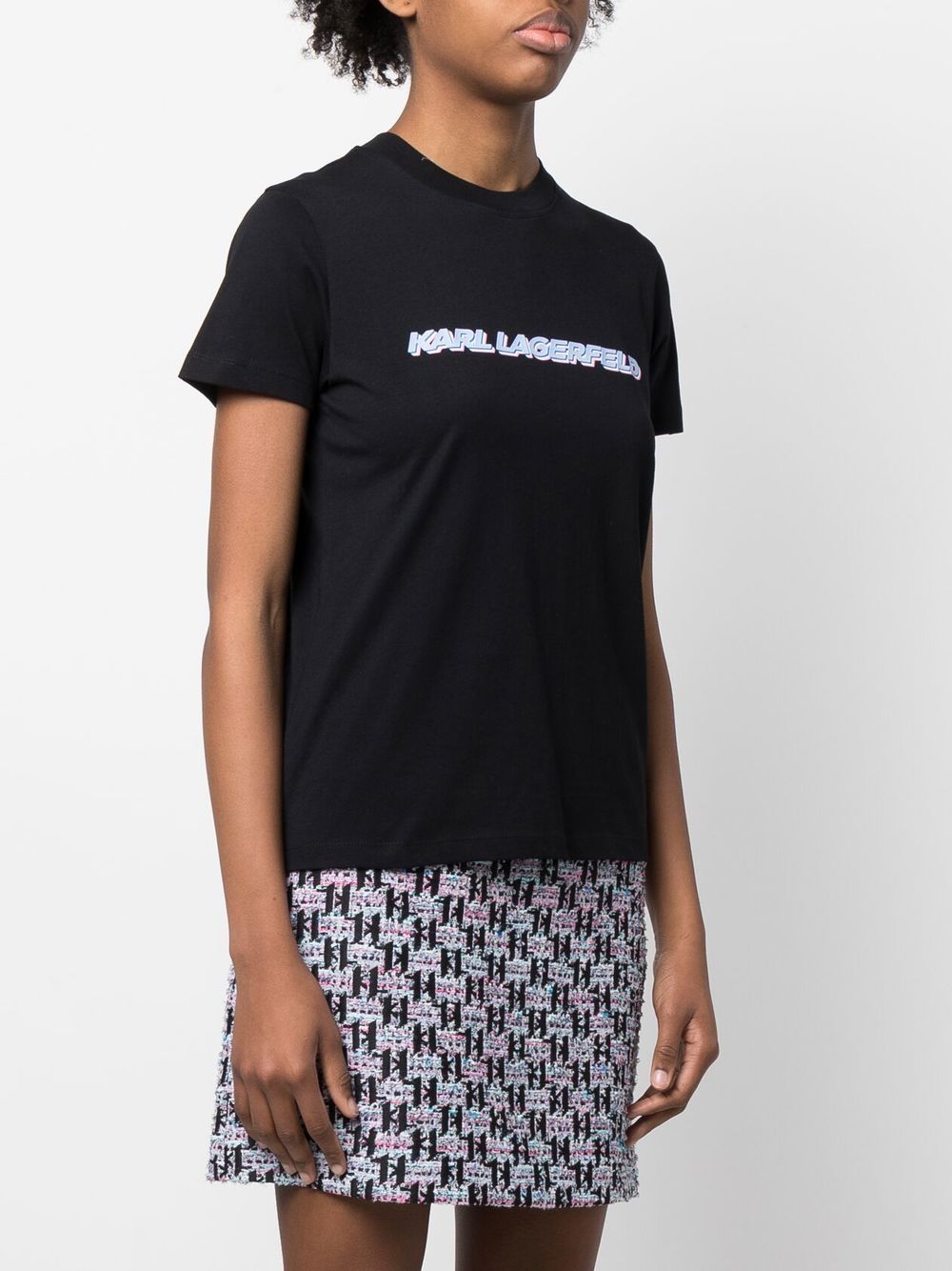 Shop Karl Lagerfeld Future-print Organic Cotton T-shirt In Black