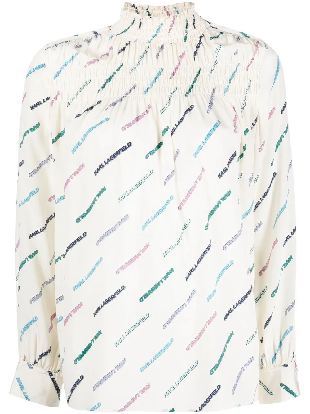 

Karl Lagerfeld logo-print silk blouse - Neutrals