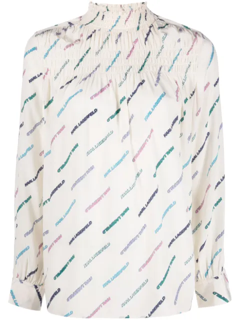 Karl Lagerfeld logo-print silk blouse