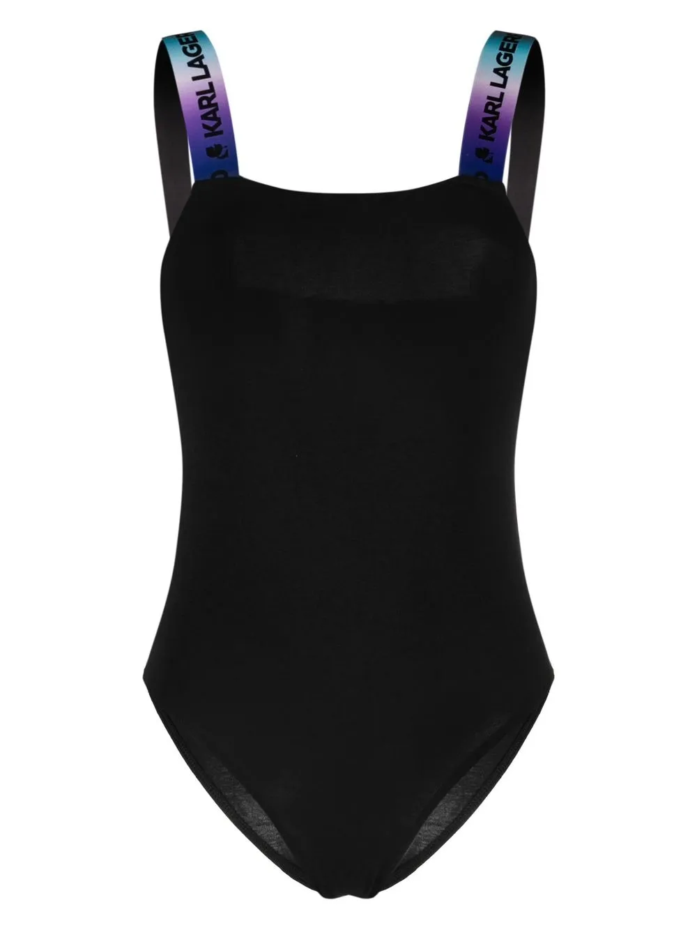 

Karl Lagerfeld logo-strap swimsuit - Black