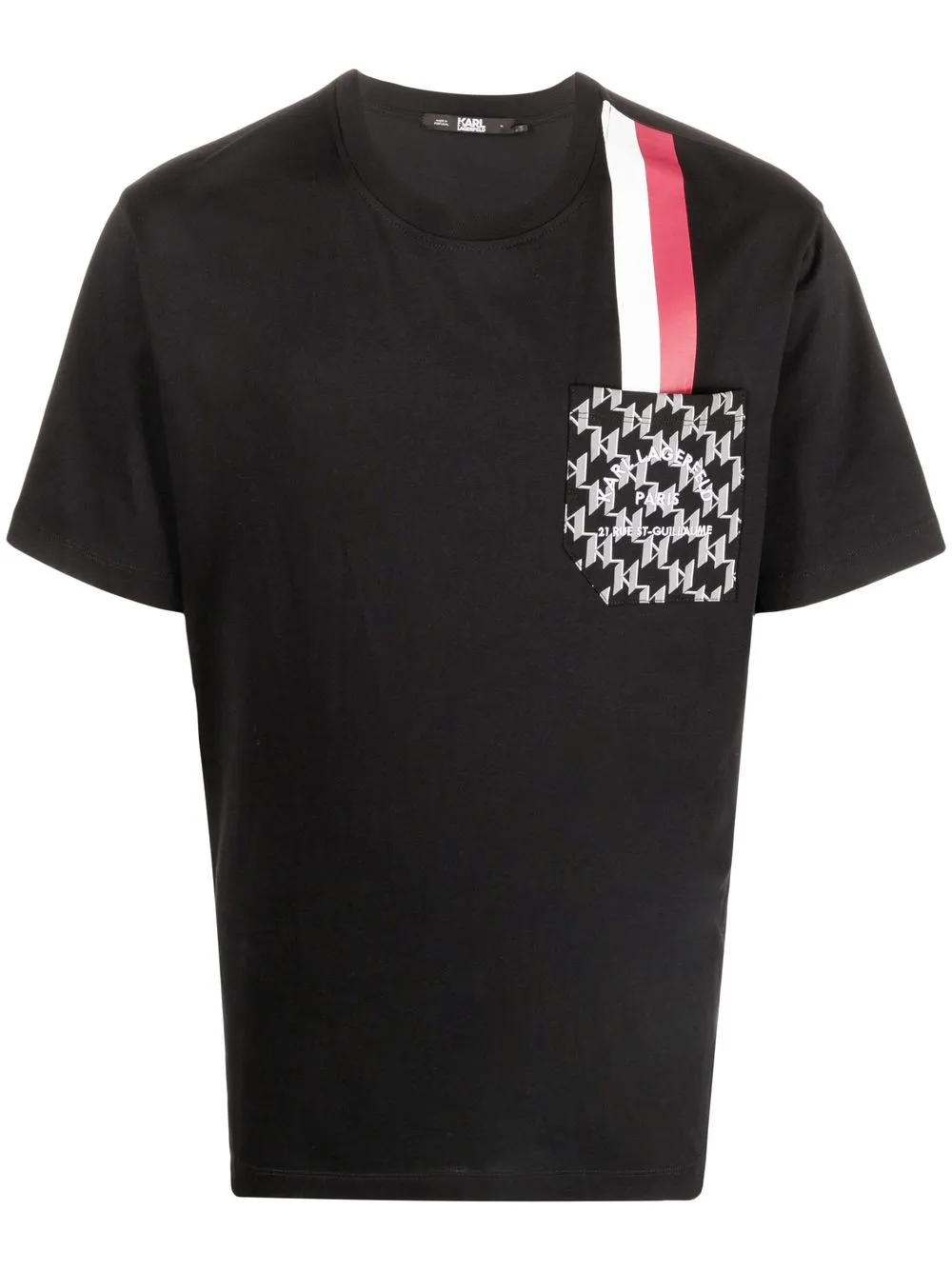 

Karl Lagerfeld playera con monograma en el bolsillo - Negro