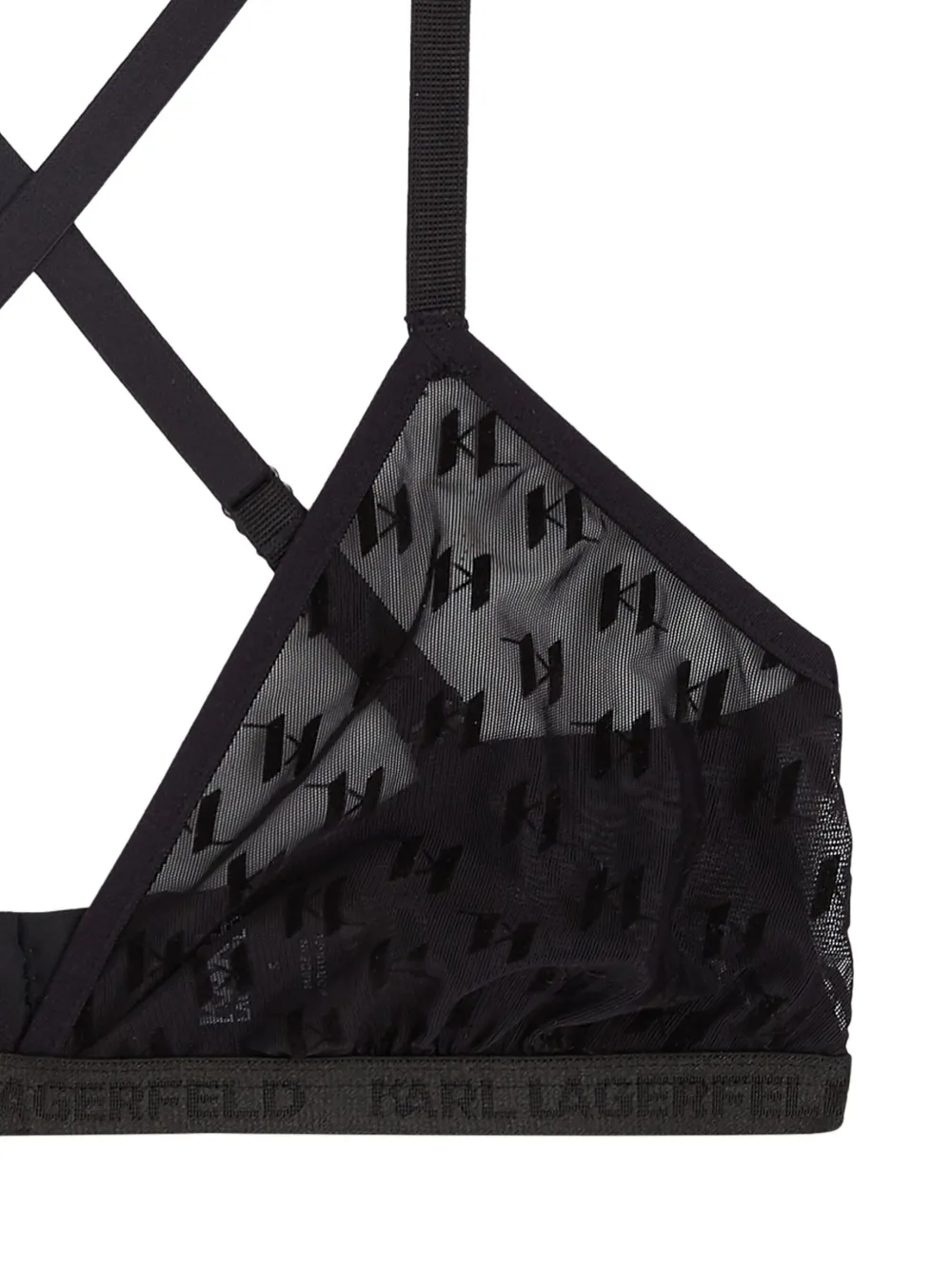 Karl Lagerfeld All-over Logo-pattern Bra In Black
