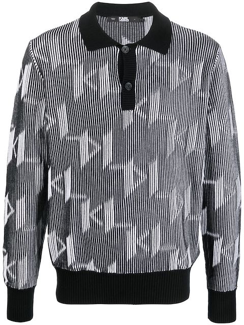 Karl Lagerfeld monogram-pattern knitted polo shirt