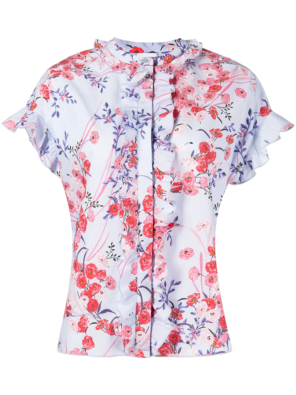 

Giambattista Valli blusa con volantes y estampado floral - Azul