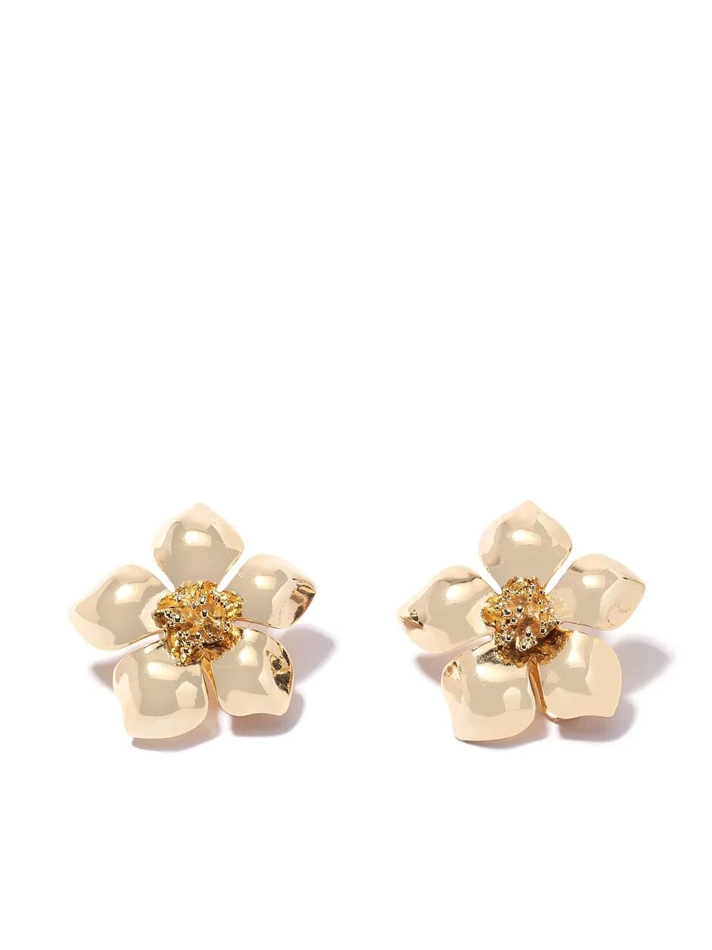 

Carolina Herrera aretes en forma de flor bañados en oro - Dorado