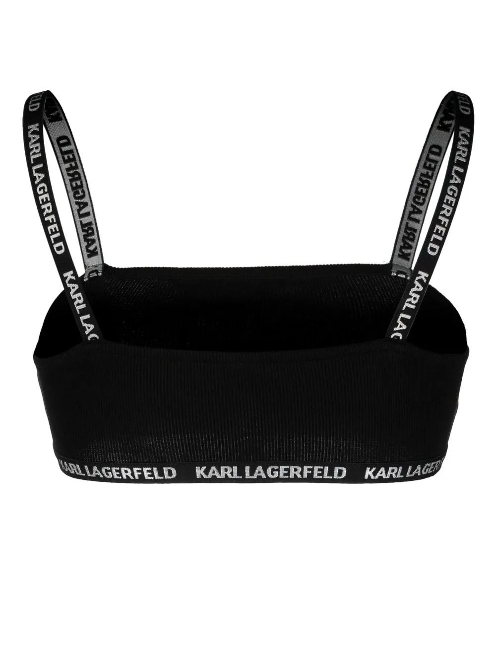 

Karl Lagerfeld ribbed logo-strap bandeau bra - Black