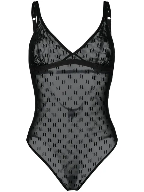 Karl Lagerfeld all-over logo-pattern bodysuit