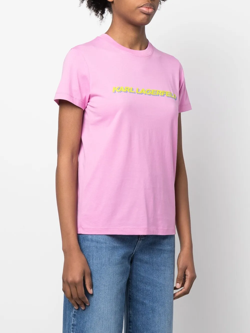 Shop Karl Lagerfeld Future Logo-print T-shirt In Pink