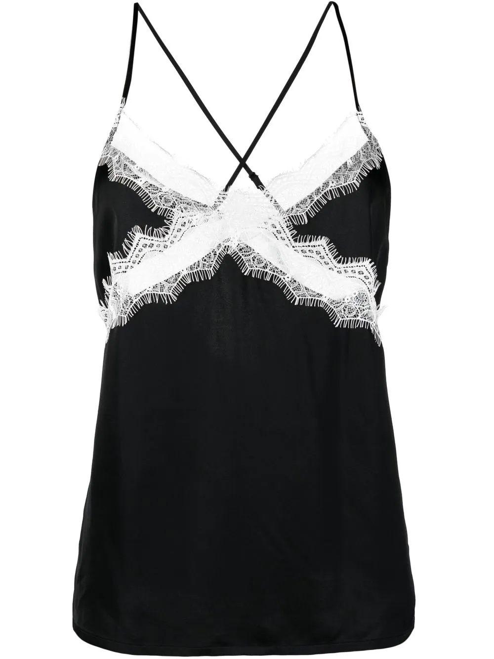 

Karl Lagerfeld lace-trim detail top - Black